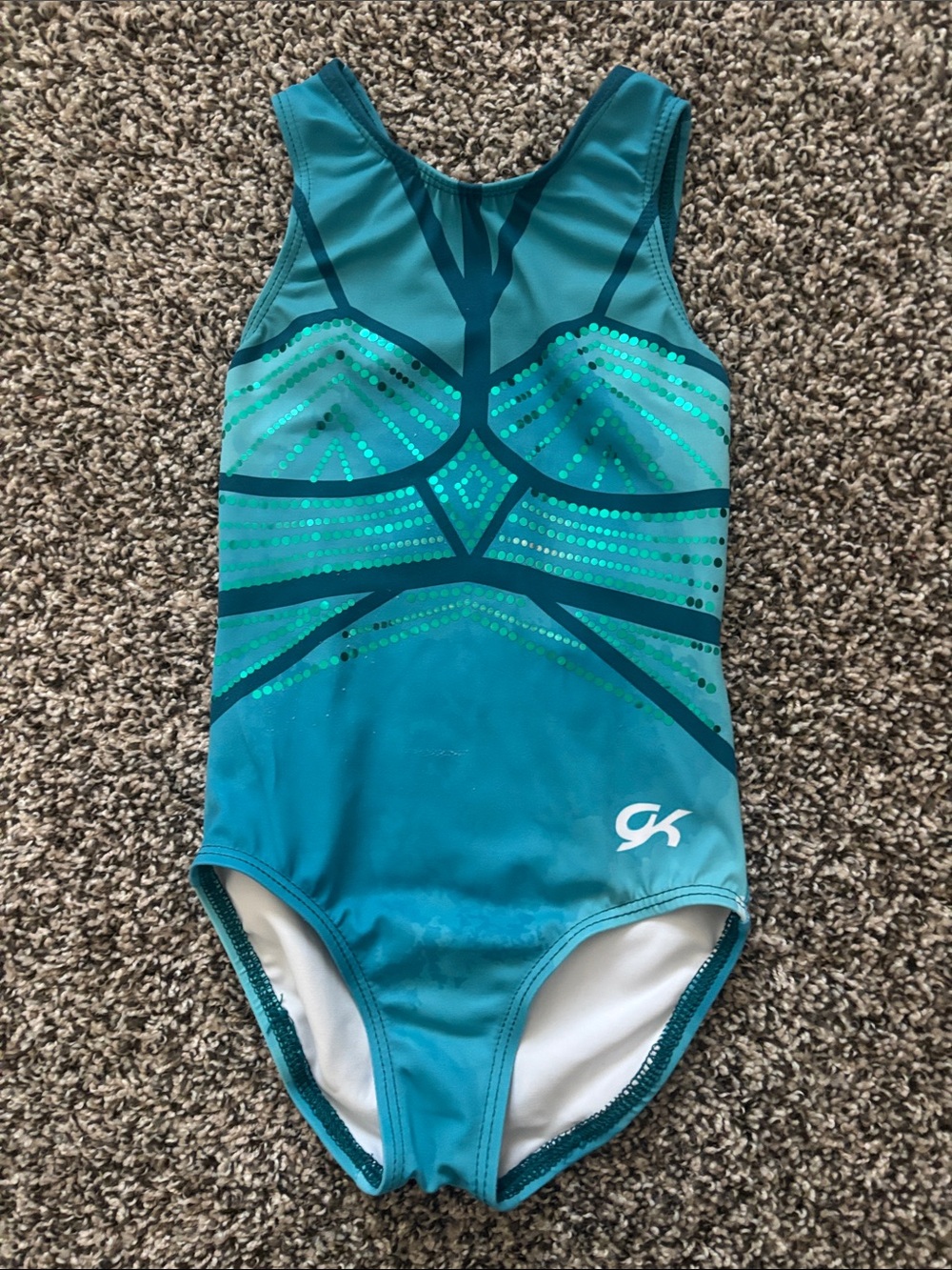 GK Teal & Aqua Sequin-Accent Gymnastics Leotard